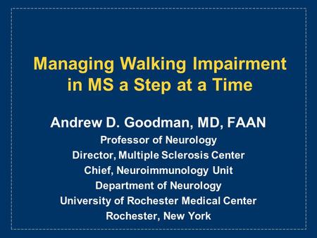 Managing Walking Impairment in MS a Step at a Time