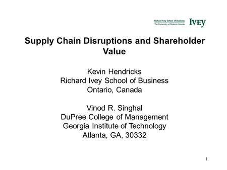 Supply Chain Disruptions and Shareholder