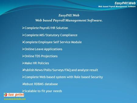 EasyPAY.Web Web based Payroll Management Software.