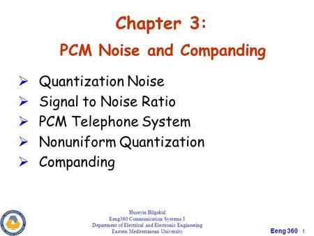 Chapter 3: PCM Noise and Companding