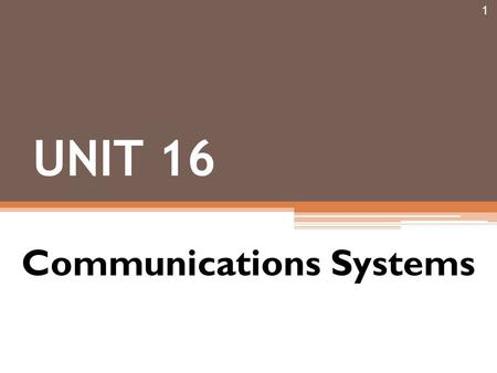 Communications Systems