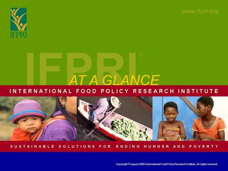 IFPRI ® AT A GLANCE Copyright August 2005 International Food Policy Research Institute. All rights reserved.