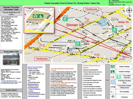 Simple Evacuation Chart of Sinnan Vil., Sinying District, Tainan City Disaster Prevention & Weather Information Websites Weather Voice Hotline 166 Madarin.