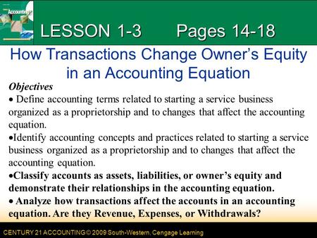 How Transactions Change Owner’s Equity in an Accounting Equation