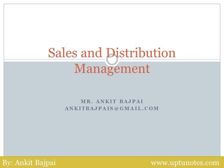 Sales and Distribution Management