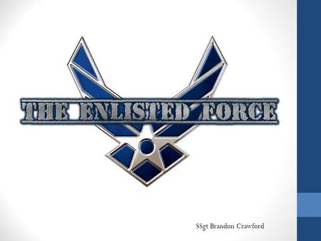 SSgt Brandon Crawford. Enlisted Force Foundation US Air Force Enlisted Force Evolution World War II The Career Force CMSAF and SEAs The Enlisted Force.