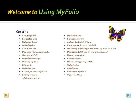 Welcome to Using MyFolio