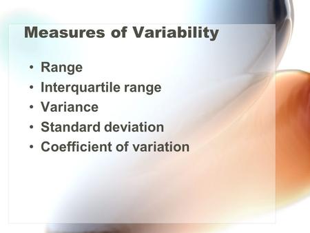 Measures of Variability