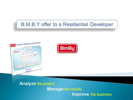 B.M.B.Y offer to a Residential Developer Analyze the project Manage the results Improve the business.