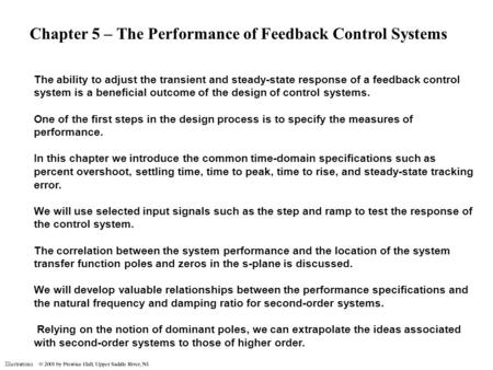 Chapter 5 – The Performance of Feedback Control Systems