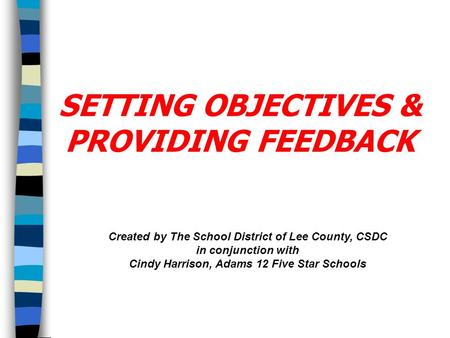 SETTING OBJECTIVES & PROVIDING FEEDBACK