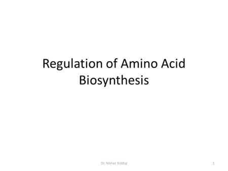 Regulation of Amino Acid Biosynthesis