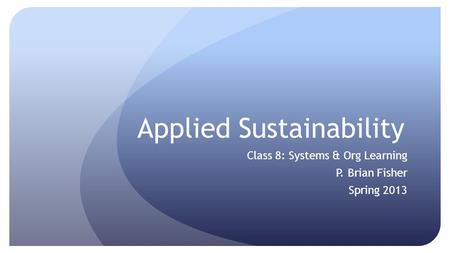 Applied Sustainability