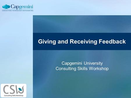 Giving and Receiving Feedback