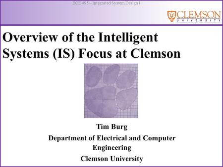 Overview of the Intelligent Systems (IS) Focus at Clemson