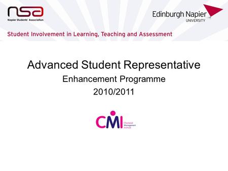 Advanced Student Representative Enhancement Programme 2010/2011.