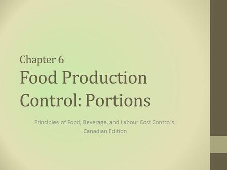 Chapter 6 Food Production Control: Portions