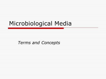 Microbiological Media