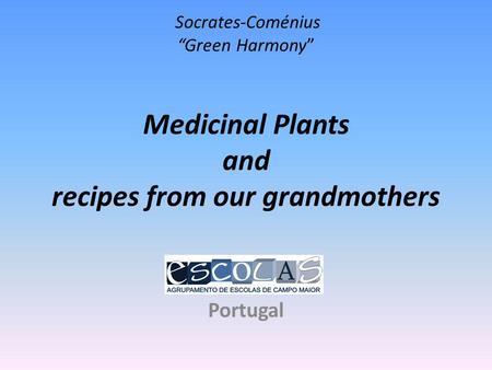 Socrates-Coménius Green Harmony Medicinal Plants and recipes from our grandmothers Portugal.