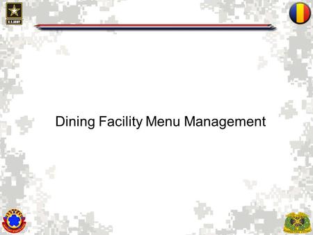 Dining Facility Menu Management