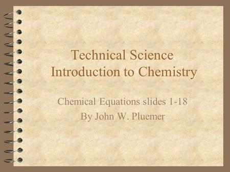 Technical Science Introduction to Chemistry