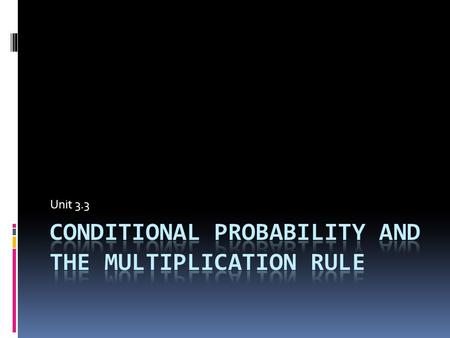 Conditional Probability and the Multiplication Rule