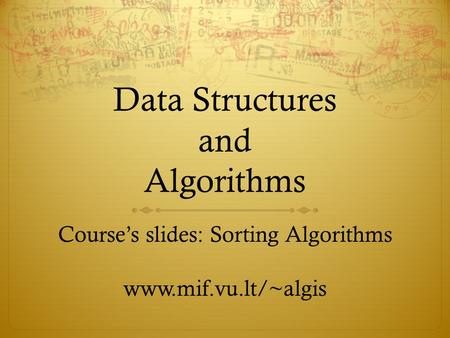 Data Structures and Algorithms