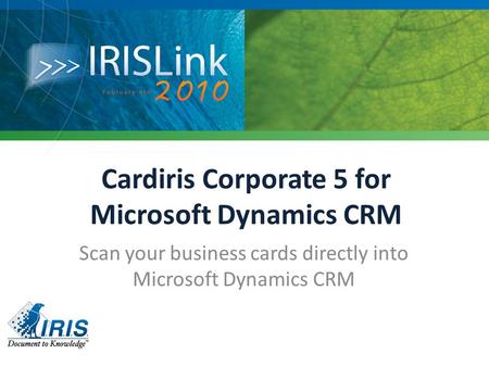 Cardiris Corporate 5 for Microsoft Dynamics CRM