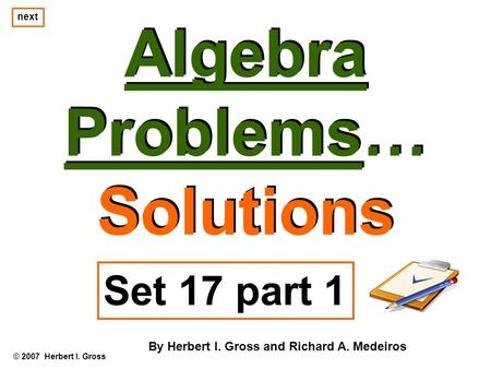 Algebra Problems… Solutions