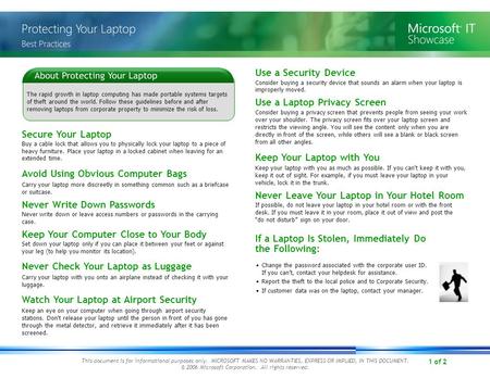 1 of 2 This document is for informational purposes only. MICROSOFT MAKES NO WARRANTIES, EXPRESS OR IMPLIED, IN THIS DOCUMENT. © 2006 Microsoft Corporation.