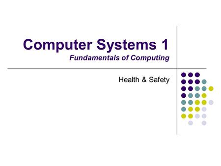 Computer Systems 1 Fundamentals of Computing