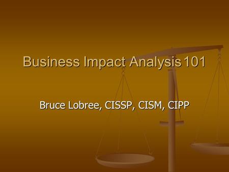 Business Impact Analysis 101