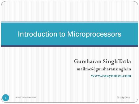 Introduction to Microprocessors