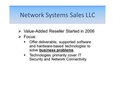 Network Systems Sales LLC