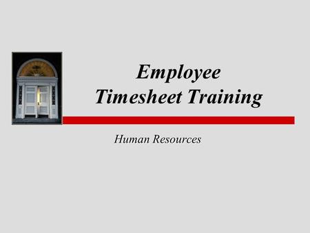 Employee Timesheet Training