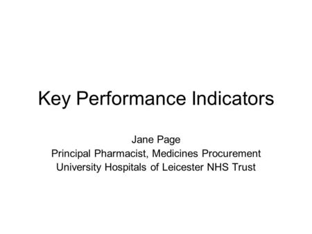 Key Performance Indicators