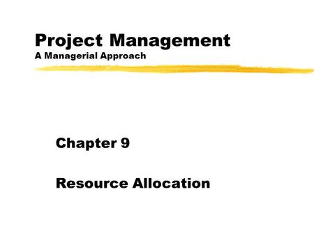 Project Management A Managerial Approach