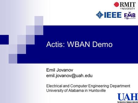 Actis: WBAN Demo Emil Jovanov