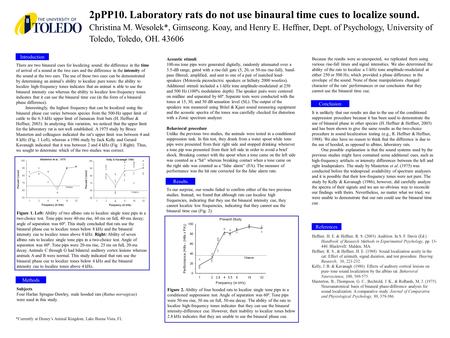 2pPP10. Laboratory rats do not use binaural time cues to localize sound. Christina M. Wesolek*, Gimseong. Koay, and Henry E. Heffner, Dept. of Psychology,