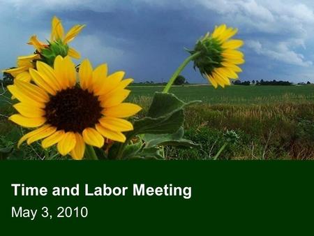 Time and Labor Meeting May 3, 2010. 2 Welcome 3 Meeting Agenda Welcome SHARP Key Dates General Information New Employee Setup Self-Service Time and Labor.