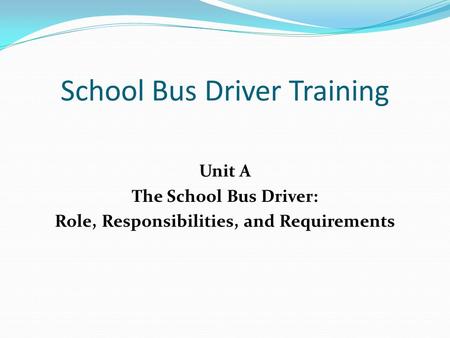 School Bus Driver Training