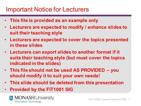 Important Notice for Lecturers