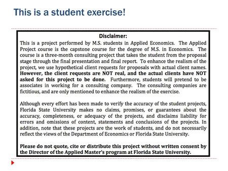 This is a student exercise!. Natural Gas Alternative for StarMetro Applied Economic Research Group.