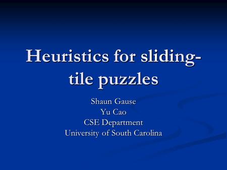 Heuristics for sliding-tile puzzles