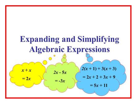 Expanding and Simplifying Algebraic Expressions