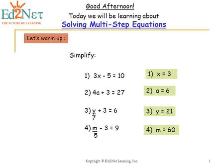 Solving Multi-Step Equations