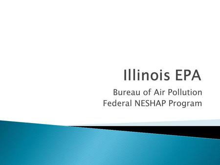 Bureau of Air Pollution Federal NESHAP Program. Director –John Kim Bureau ChiefLaurel Kroack Division of Air Pollution ControlJim Ross Field Operations.