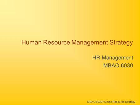 Human Resource Management Strategy