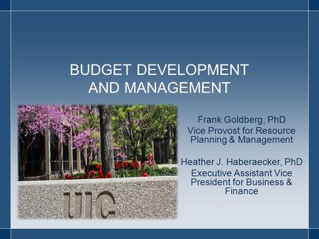 BUDGET DEVELOPMENT AND MANAGEMENT