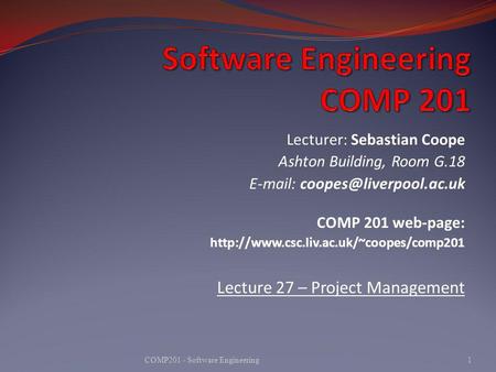 Software Engineering COMP 201